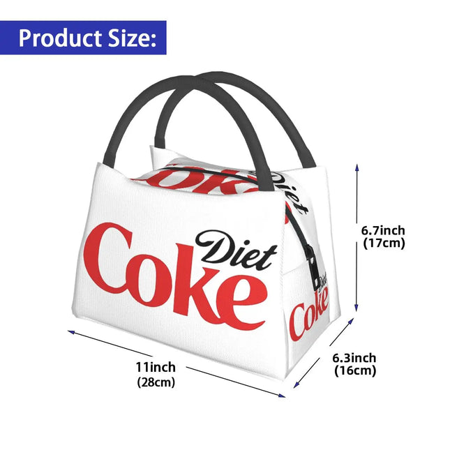 Coke Funny Lover Diet Insulated Lunch Bag for School Bento Storage Food Boxes Portable Container Cooler Thermal Lunch Box Tote