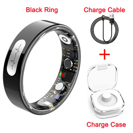 AI ECG Detection Smart Ring Blood Pressure,Heart Rate,Body Temperature Monitor,Waterproof Multiple Sport Track Men Women Rings