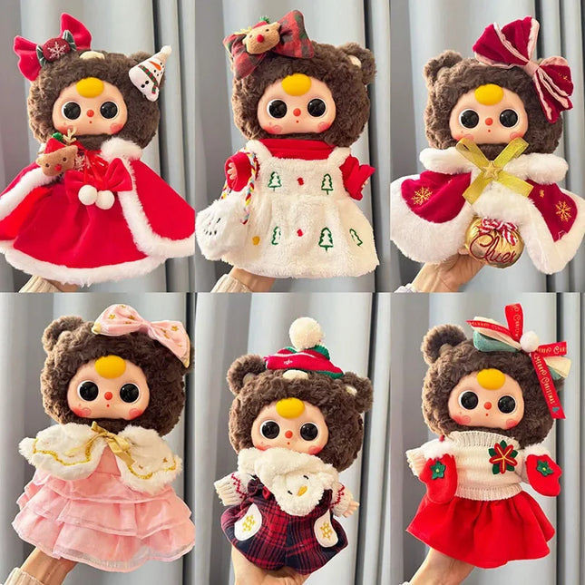 Only Clothes Suit For Baby Three 400% Gross Vinyl Plush Doll Toy New Year'S Christmas Series Doll Clothes Cute Outfit Dress Set