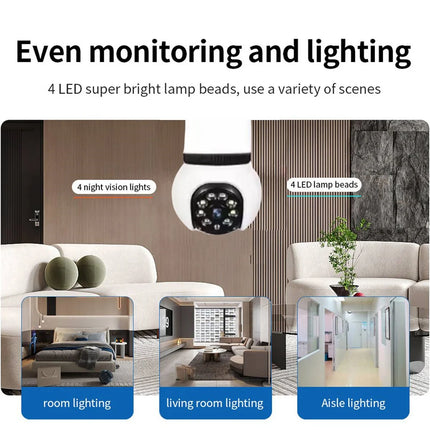 8MP E27 Bulb Lamp Camera LED Bulb Smart IP Surveillance Two-way Audio AI Auto Detect Wireless Surveillance Cameras WIFI Camera