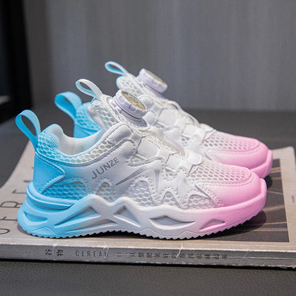 Girls Sports Shoes Pink Mesh Breathable Lightweight Running Shoes Summer New Soft Sole Rebound Wear-resistant Casual Sneakers
