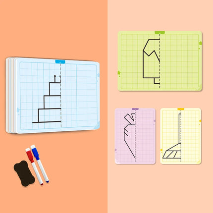 20 Pages Kids Lattice Symmetrical Drawing Toys Concentration Fine Motor Skill Pen Control Training Erasable Painting Cards