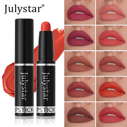 Julystar Nude Brown Matte Lipstick Pen Waterproof Lasting Non-Stick Cup Velvet Fruit Lipstick Lip Tint Pencil Makeup Lip Stain