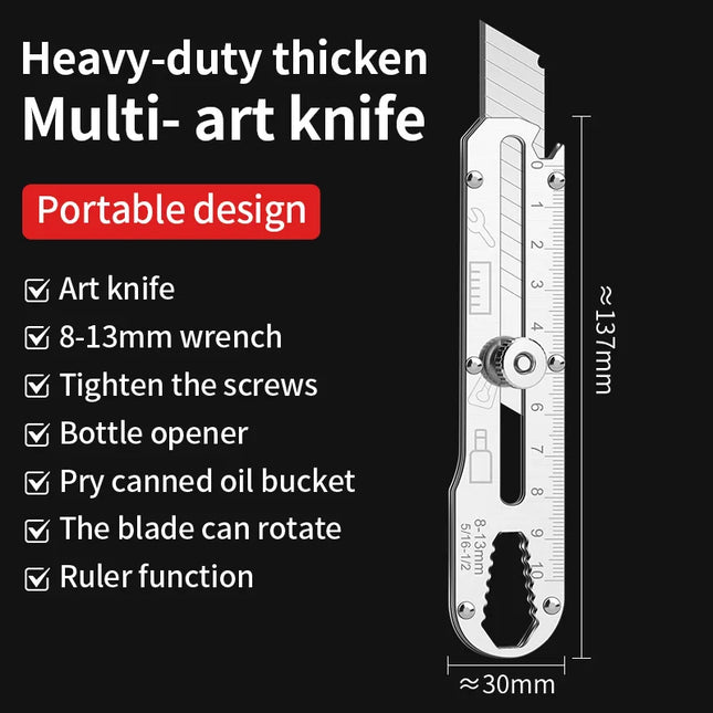 LUXIANZI 10 IN 1 Stainless steel Knife Retractable Waterproof Outdoor Camping Tool Multifunctional Utility Cutter Knife Blades