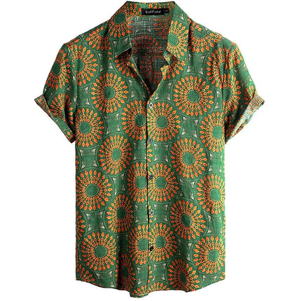 Mens Casual Hawaiian Floral Shirts 3D Full Print Short Sleeve Button Down Tropical Beach For Men Camisa Manga Masculina