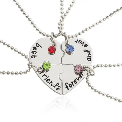Romantic Best Friends Honey Love Couple Pendant Necklace 2 Pcs/Set Rainbow Broken Heart BFF Good Friends Friendship Jewelry Gift