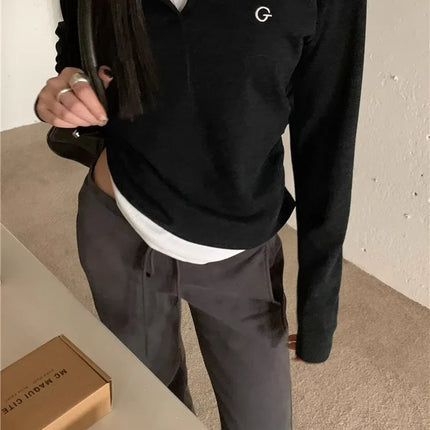 2024 Autumn Winter Long Sleeves Korean Fashion Style O-neck T-shirt For Women Fake Two-Piece T-shirts Ladies Top Tee Clothes