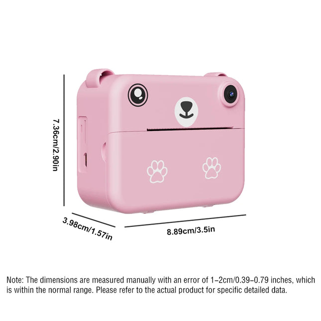 Kids Camera Instant Print Toy Portable Small Camera With 32G Memory Card ,3 Rolls Printing Paper, Gift For Boys And Girls