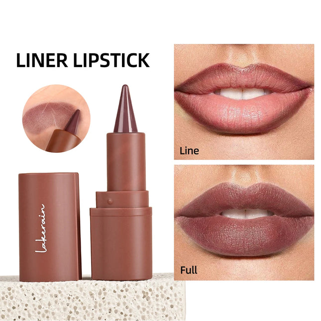 2pcs Nude Lip Combo Set Dark Brown Lip Liner With Glossy Pink Nude Gloss Shiny Long Lasting Lip Glossy Lips Lightweight Feel  Ma