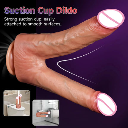 Realistic Double Dildo Silicone Double Headed Dildos with Strong Suction Cup - Ideal Adult Penis Toy for Women Gay and Couples