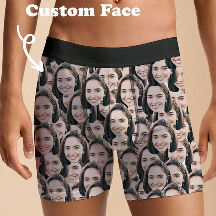 Custom Photo Mens Boxer Briefs Personalized Face Underwear Funny Gift for Boyfriend Husband Anniversary Birthday Valentines