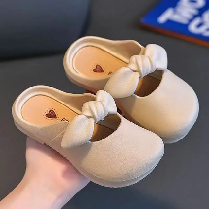Children Slippers Children's Cute Bao Toe Shoes Wear Flat House Bow-tie Shoes Girls Shoes Slippers Kids House Slippers