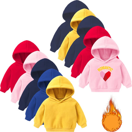 1pcs Boys Girls Thick Velvet Cartoon Tees Kids Solid Casual Fashion Warm Autumn Winter Sweatshirt Hoodie Baby Cloths Infant Tops