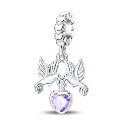Purple Series 925 Sterling Silver Lily of the Valley Rose Mermaid Witch Hat Charm Fit DIY Bracelet Necklace Charming Gifts