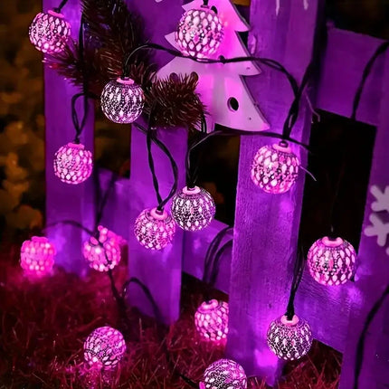 Solar Moroccan Ball String Lights 50/30/20 LED Detachable Solar Outdoor Decor Lights for Wedding Parties & Home Button Control