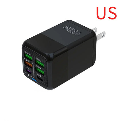 150W 6 Ports USB Charger PD Fast Charging Charger Wall Adapter EU/US/UK Plug Charger Quick Charge 3.0 Multi Ports Power Adapter