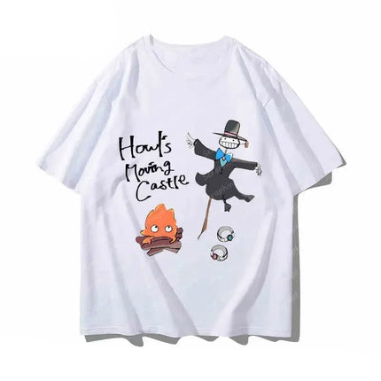 Sleeve T-shirt Women's Clothing Harajuku Aesthetic Hayao Miyazaki Hayabusa Moving Castle Anime Spirited Away