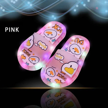 New Cute Luminous Kids Slippers Crystal Shoes Sparkling Lights Boys Girls Will Cartoon Glowing Cute Baby Cool Indoor Outdoor