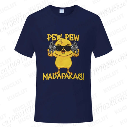 Pew Pew Madafakas Men's T-shirts Cute Chick Funny Graphic Tops Summer Short Sleeve Tees Trendy Streetwear Male Oversized Clothes