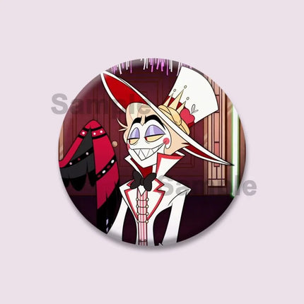 Lucifer Alastor Duckies Soft Button Pins DIY Round Snap-in Brooches Backpack Shirt Accessories  Customize Cartoon Cosplay Badge