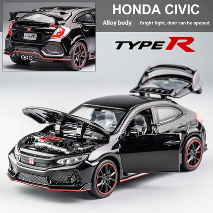 1:32 Honda Civic Type-R Alloy Sports Car Diecast Metal Model Car Central Control Ornaments Miniature Car Model Kids Toys Present
