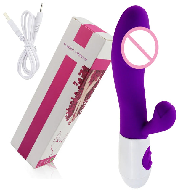 Rechargeable Dildo Rabbit Vibrator Dual Vibration G Spot Vagina Massager AV Stick Clitoris Sex Toys for Women Female Masturbator