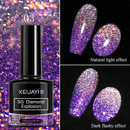 10ml Flamingo Red Magnetic Cat eye Gel Gemstone Glitter Cat Eye Gel Polish Semi-permanent UV LED Cateye Nail Varnish Manicure#GY