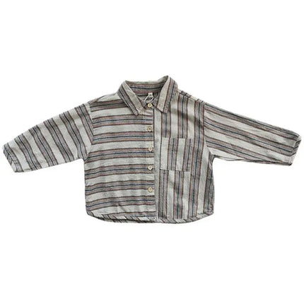 Boys Blouse Cotton Jacket Stripe Print Spring Autumn Kids Shirt Coat Outerwear Lightweight Top Children's Clothing High Quality