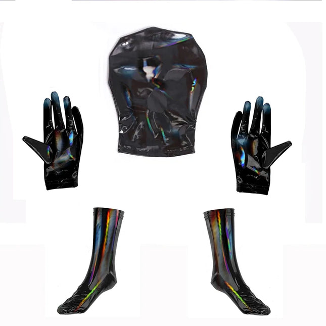 Men's Sexy PVC Leather Catsuit Latex Full Zentai Tight Catsuit Jumpsuit Zipper Open Crotch Wet Look Bodysuit Pole Dance Clubwear