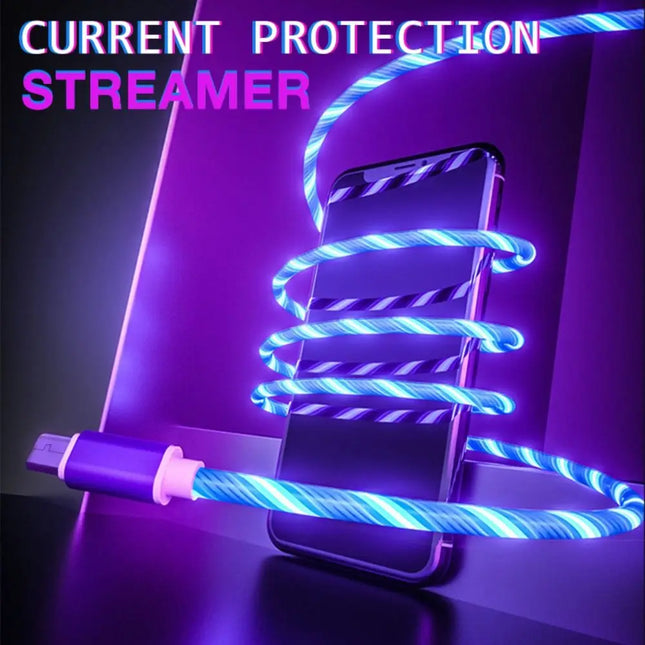 LED Light Data Line Micro USB Luminous LED USB C Wire Mobile Phone Charging Cables Glowing Cable Type C Data Cord Charge Wire