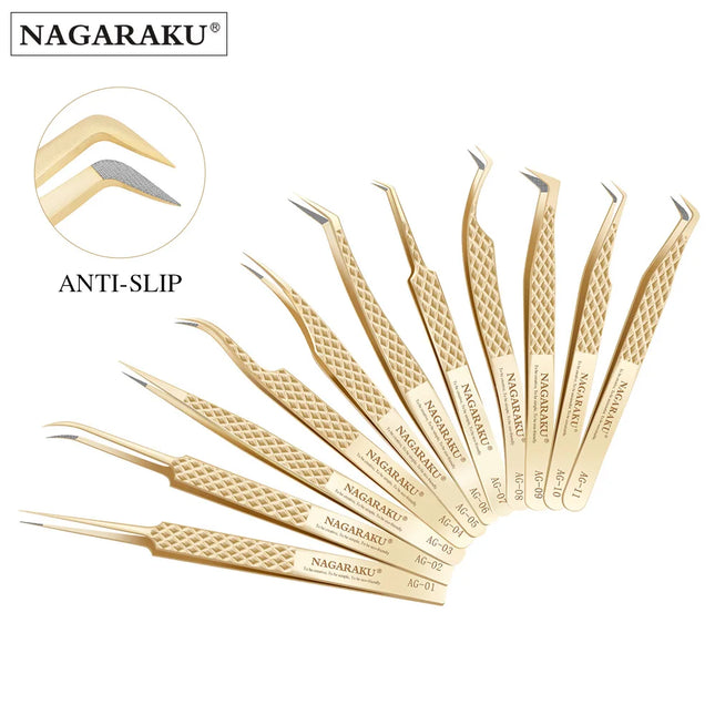 NAGARAKU  Tweezers Anti Slip eyelash extension professional Volume High Closure tweezers for divide volume eyelash Makeup Tools