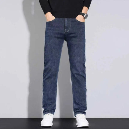 2026 New Style Business Men's Jeans Casual Straight Stretch Fashion Classic Blue Black Work Pant Denim Trousers Male Clothing