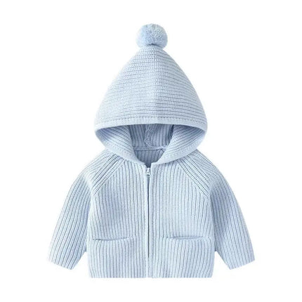 1-5Years Toddler Baby Hooded Sweaters for Girls and Boys Knitted Sweater Coat with Zipper Infant Cute Sweater Jacket Coat 2 3 4