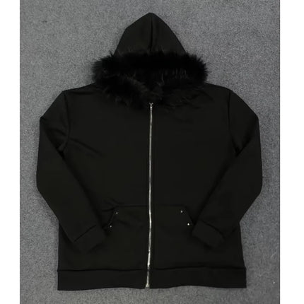 Y2K Style Hoodie Fluffy Sherpa Fleece Pullover Long Sleeve Zip Up Retro Streetwear Vintage 2000s Sweatshirt for Women Men Unisex