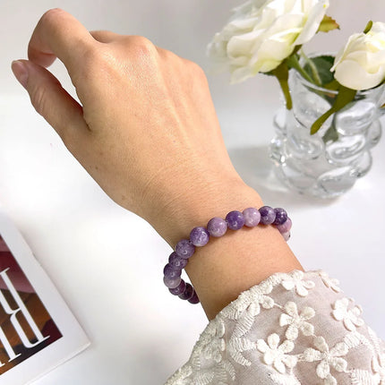 Natural Stone Pink Zebra Beaded Bracelet 6/8mm Dalmatian Jasper Rhodochrosite Agate Bracelet Gemstone Beads Bracelet