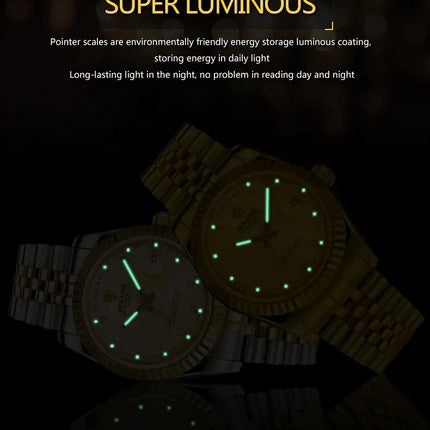 Holuns Luxury Classic 36/41mm Gold Men's Watches Japan MIYOTA Quartz Movt Stainless Steel Classic Business Wristwatch Waterproof