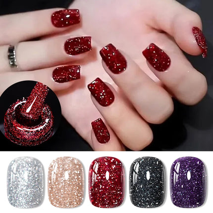 8ml Reflective Glitter Gel Nail Polish Nail Art Shiny Effect Semi Permanent UV  LED Gel Varnish Manicure DIY Nail Supplies