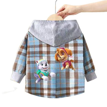 Paw Patrol Children's Hooded Shirts Kids Clothes Baby Boys Plaid Shirts Coat for Spring Autumn Girls Long-Sleeve Jacket Clothing