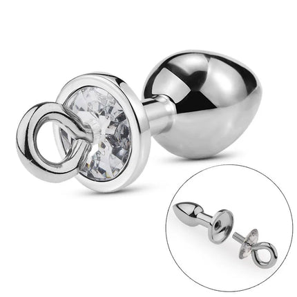 Metal Butt Plug with Jewelry Crystal Fox Tail Detachable Anal Plug Traction Pull Chain Sex Toys SM Game Adults Masturbator Sex