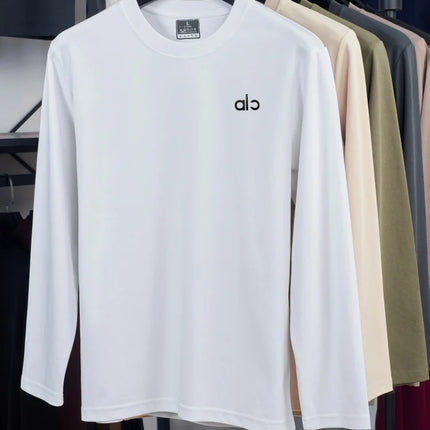 High End Fashion Brand Autumn New Exquisite Letter Badge Long Sleeved Men Comfortable and Casual Best-Selling Round Neck T-Shirt