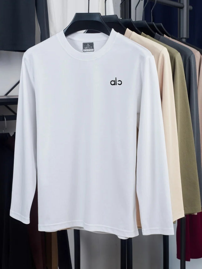 High End Fashion Brand Autumn New Exquisite Letter Badge Long Sleeved Men Comfortable and Casual Best-Selling Round Neck T-Shirt