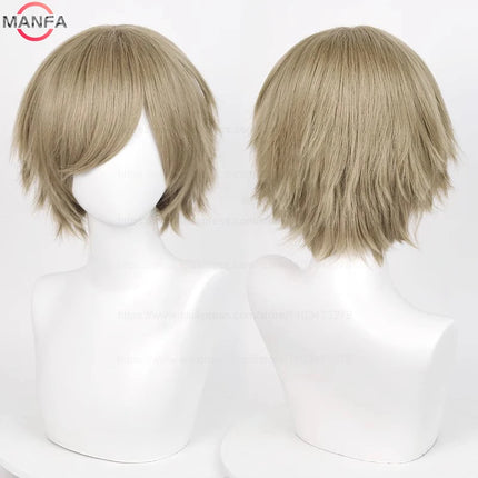 Anime 30cm Short Straight Cosplay Wig Black White Green Brown Purple Blue Gray Red Gold Man Women Heat Resistant Synthetic Hair