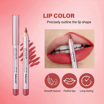 1/4Pc Mini Waterproof Matte Lipliner Pencil Pink Brown Contour Tint Lipstick Lasting Non-stick Cup Moisturising Lips Makeup Kit