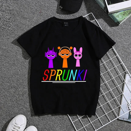 Summer Sprunkis Game Cotton Kids T-shirt Cute Anime Printed Tee Top Short Sleeve Kawaii Boy Girl Streetwear Children Clothes