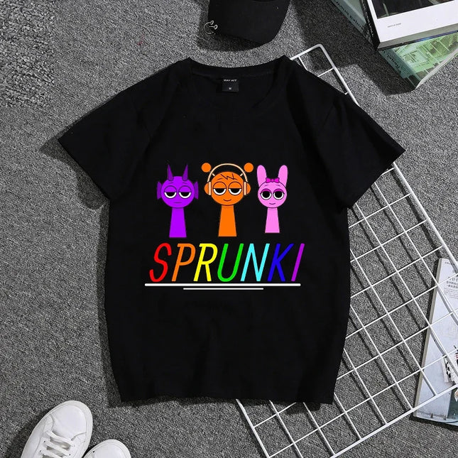 Summer Sprunkis Game Cotton Kids T-shirt Cute Anime Printed Tee Top Short Sleeve Kawaii Boy Girl Streetwear Children Clothes