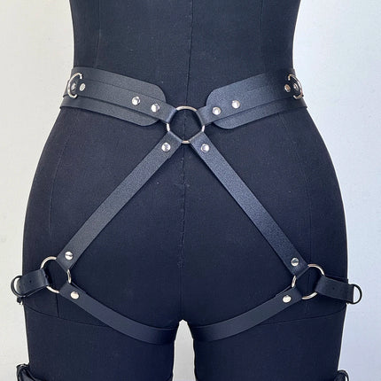 Women Sexy Thigh Garter Belt Gothic Leather Belt Bondage Buttock Suspenders Punk Erotic Swordbelt Adjustable Harness Accessory