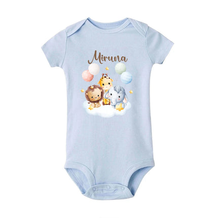 Personalised Leo with Name Baby Romper Newborn Wild One Jungle Birthday Party Bodysuit Cute Toddler Jumpsuit Infant Shower Gift