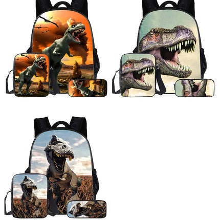 Classic Popular Cartoon Dinosaur 3D Printed 3pcs/Set pupil School Bags Laptop Daypack Backpack Inclined shoulder bag Pencil Case