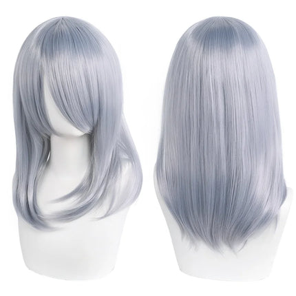 High Quality 40cm Medium Cosplay Wig With Bang Black Blond Pink Red Blue Purple Heat Resistant Synthetic Hair Wigs