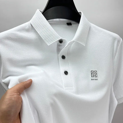 100% Cotton Breathable Polo Shirt, Short Sleeve Men's Branded T-shirt 2023, Summer High-End Embroidered Casual Loose Polo Shirt for Men